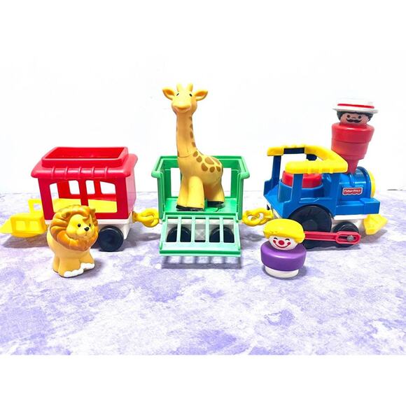 FP Little People Chunky Circus Zoo Train Set VTG 1991; 2 Animals Clown Conductor - Picture 5 of 6